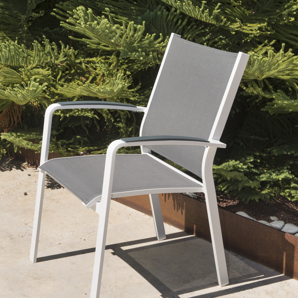 Aluminium Textilene Outdoor Dining Chair – White