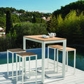 4-Seater Teak & Aluminium Outdoor Bar Set – White