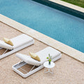 Adjustable Aluminium Outdoor Sun Lounger with Cushion – White
