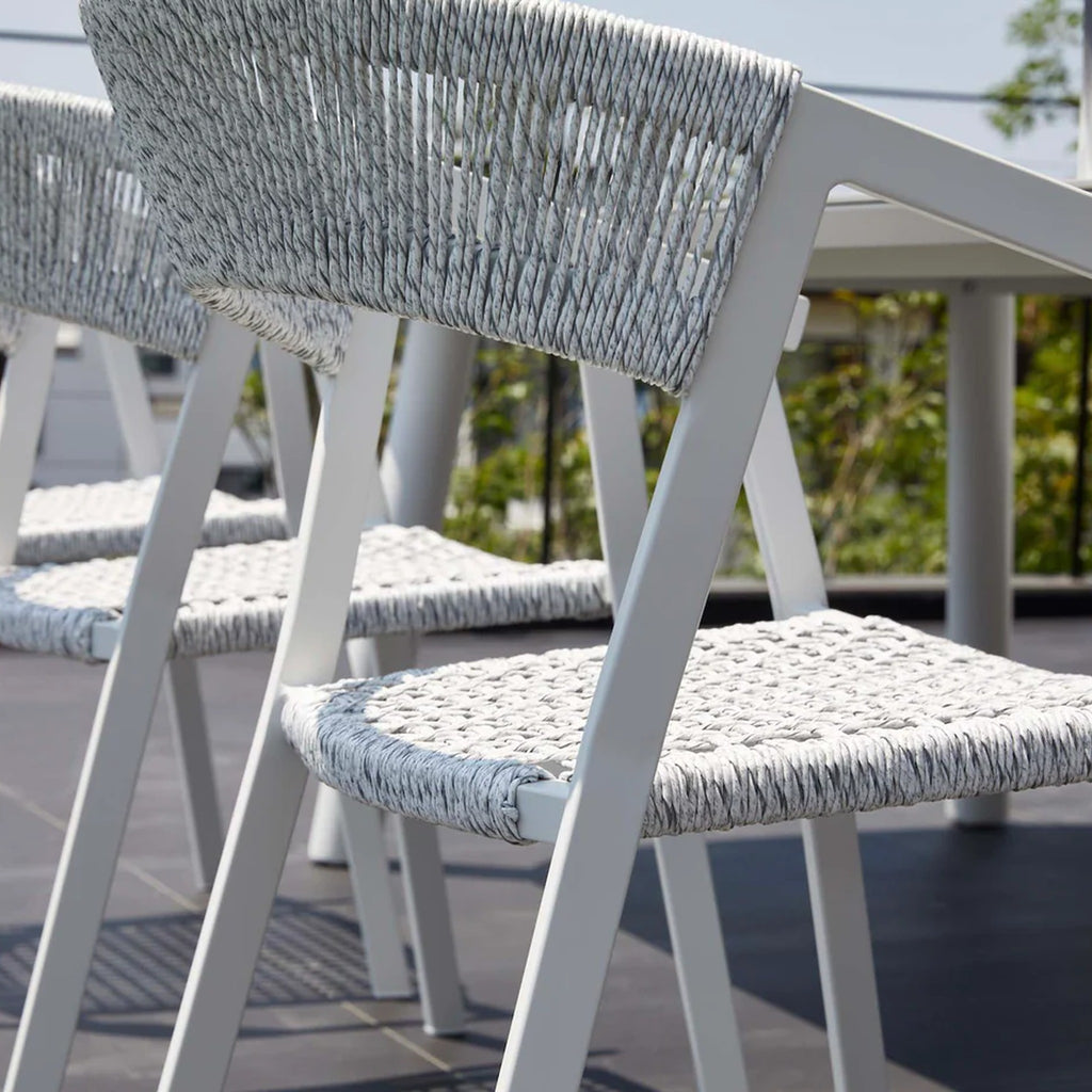 Aluminium & Rope Outdoor Dining Armchair – White