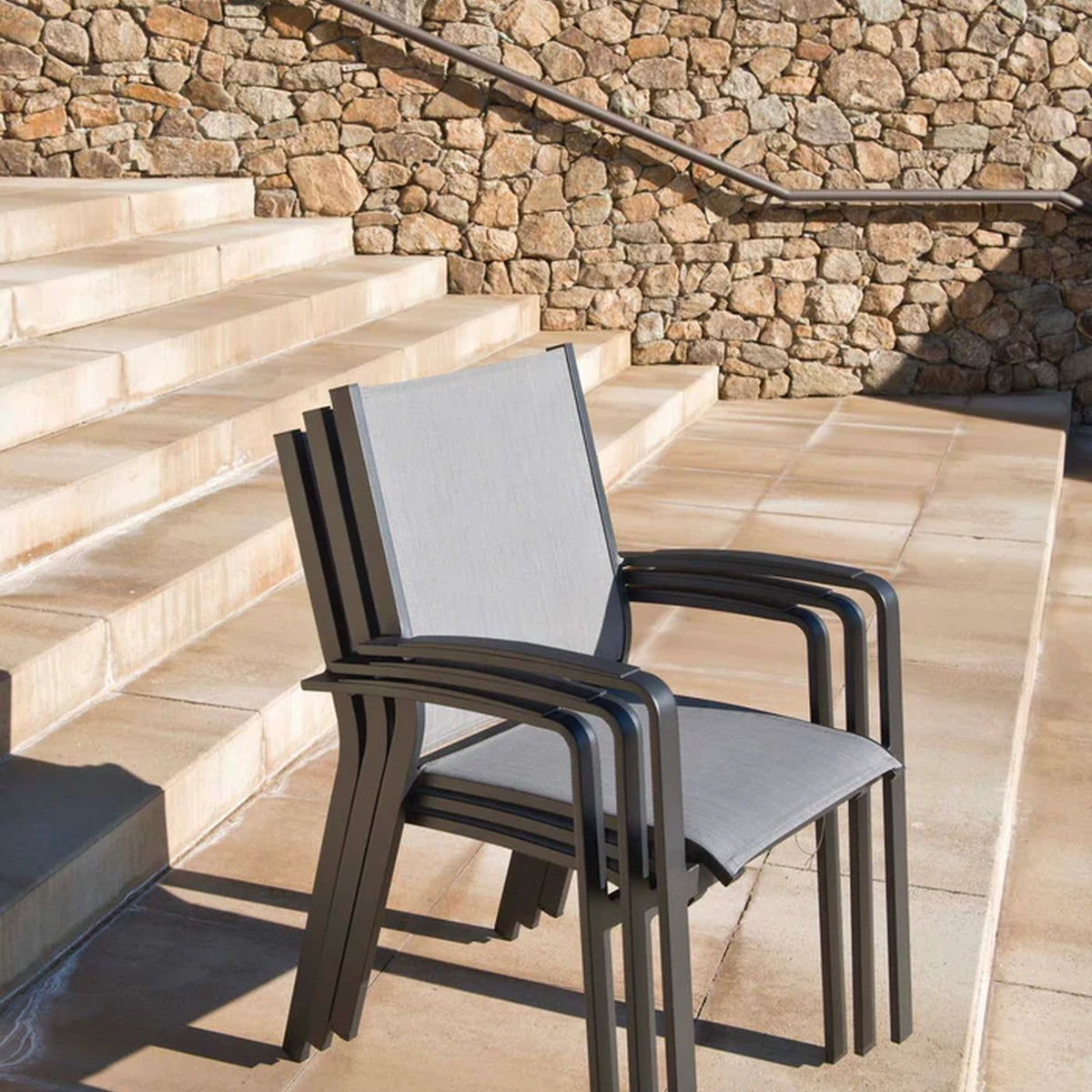 Stackable Aluminium Textilene Outdoor Dining Chair – Charcoal