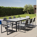 10-Seater Ceramic & Aluminium Outdoor Dining Set – Charcoal
