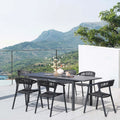 6-Seater Aluminium & Rope Outdoor Dining Set – Charcoal