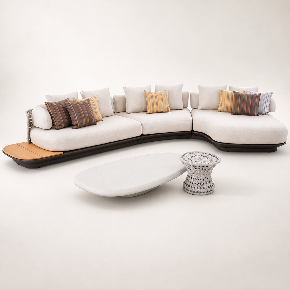 BOSSA 6-Seater Rope & Teak Outdoor Lounge Set – Beige