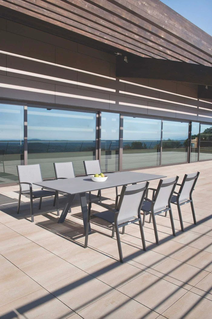 Stackable Aluminium Textilene Outdoor Dining Chair – Charcoal