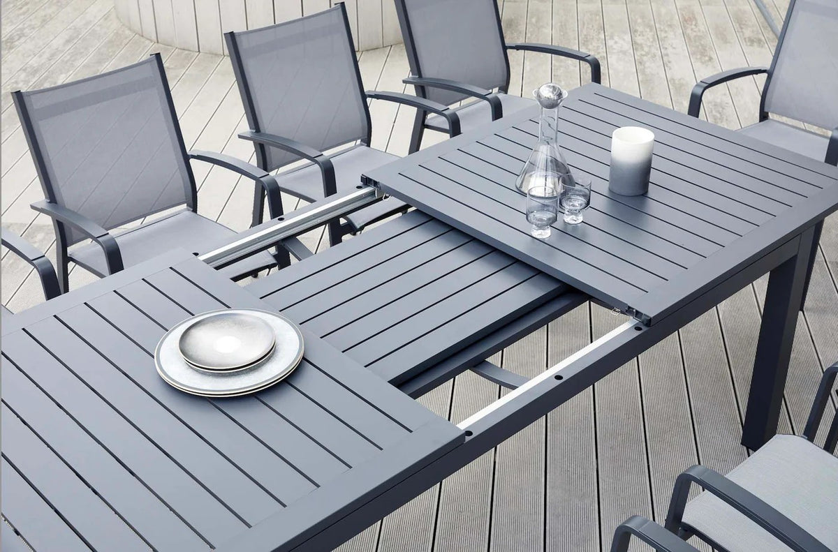 10-Seater Aluminium Outdoor Dining Set with Textilene Chairs – Charcoal