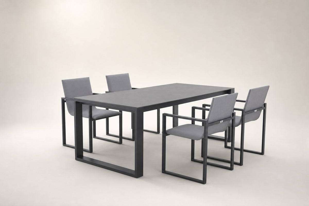 10-Seater Ceramic & Aluminium Outdoor Dining Set – Charcoal