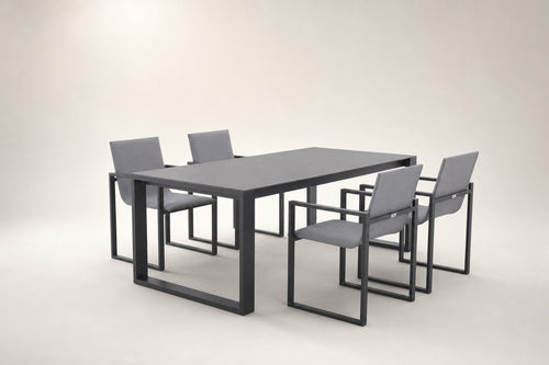 10-Seater Ceramic & Aluminium Outdoor Dining Set – Charcoal