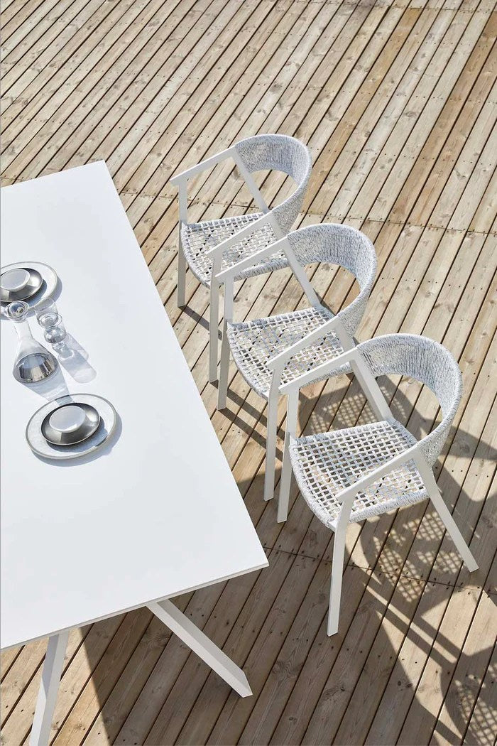 Aluminium & Rope Outdoor Dining Armchair – White