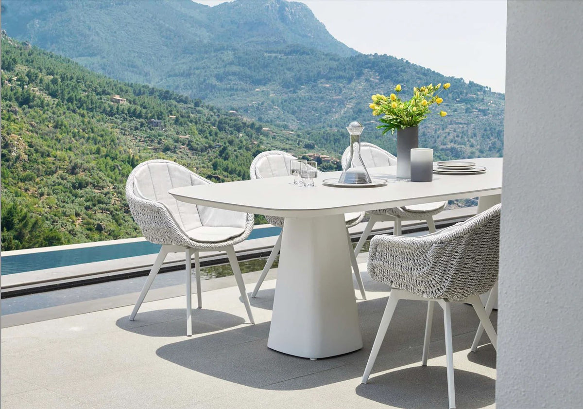 6-Seater Ceramic & Rope Outdoor Dining Set – Beige