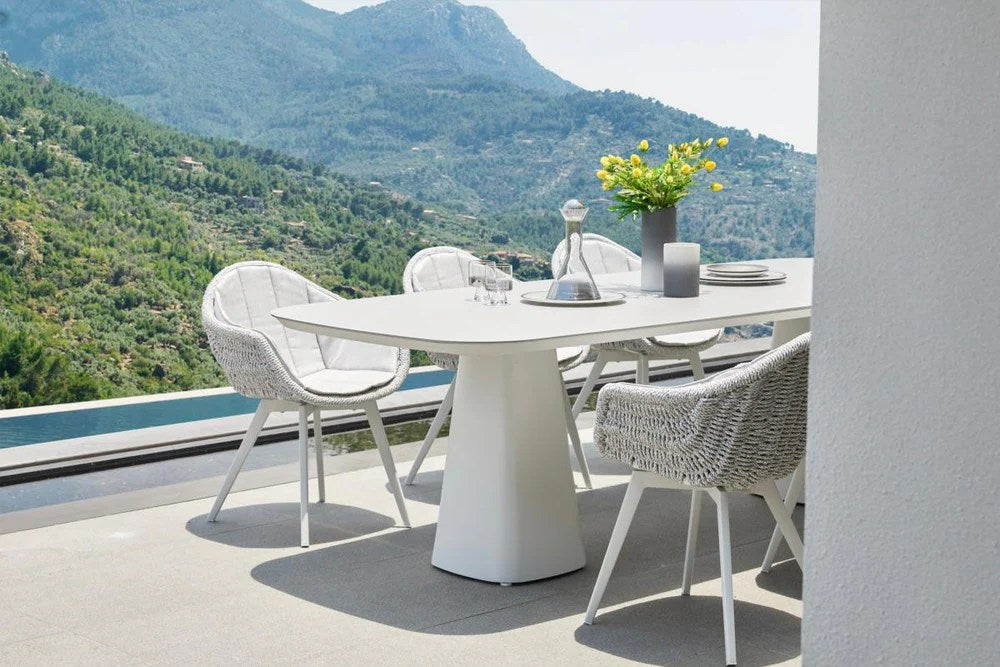 Rope Outdoor Dining Chair with Cushion – White