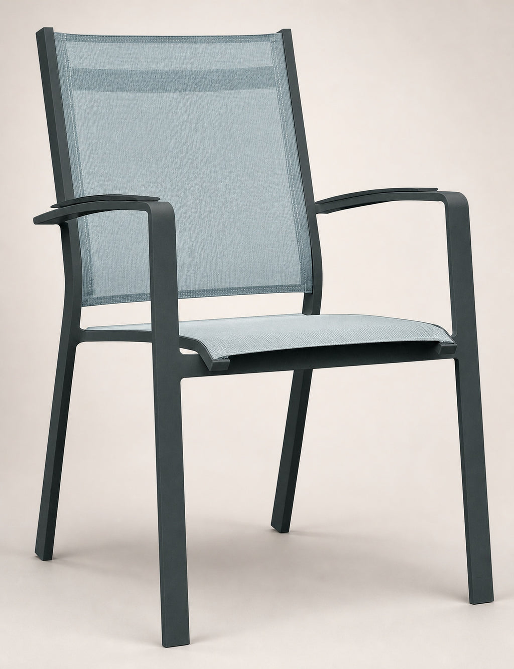 Stackable Aluminium Textilene Outdoor Dining Chair – Charcoal