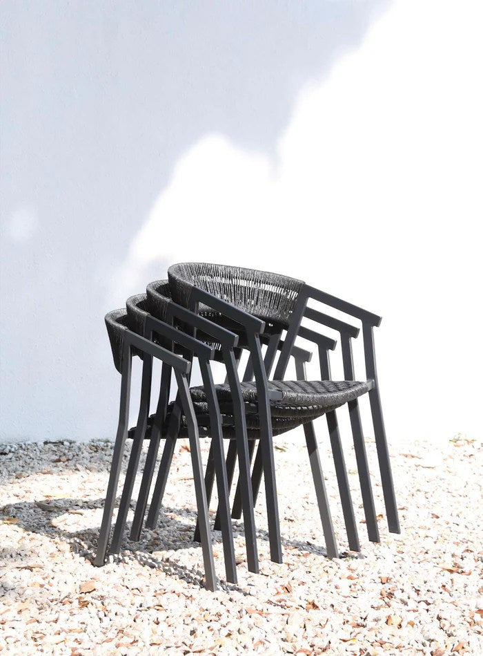 Aluminium & Rope Outdoor Dining Armchair – Charcoal