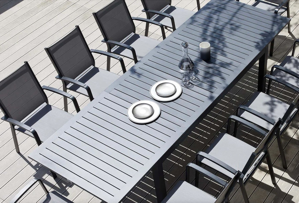10-Seater Aluminium Outdoor Dining Set with Textilene Chairs – Charcoal