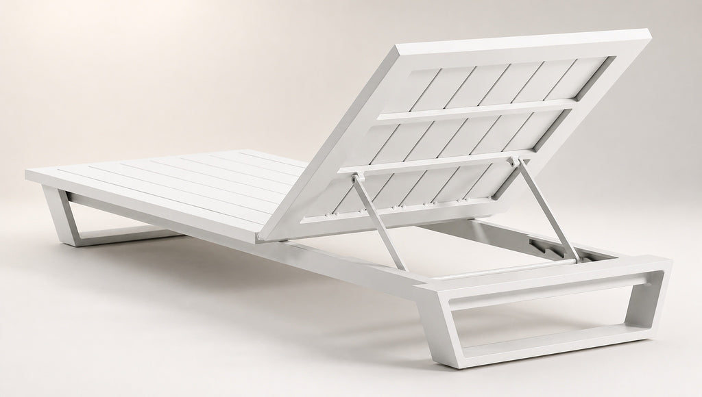 Aluminium Outdoor Sun Lounger with Cushion – White