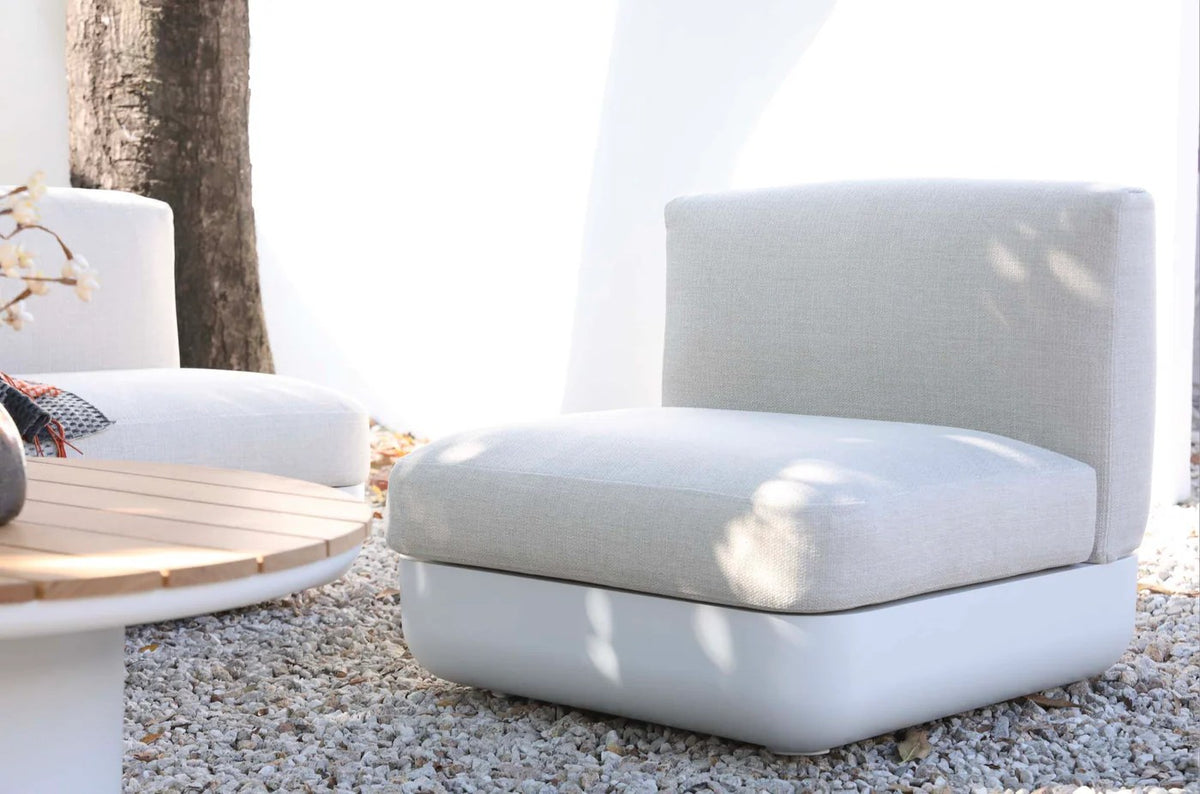 5-Seater Aluminium Outdoor Lounge Set with Coffee Tables – White