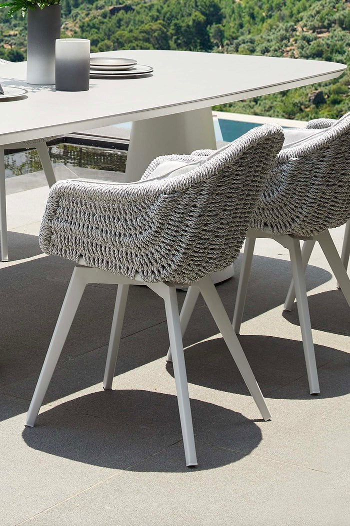 Rope Outdoor Dining Chair with Cushion – White