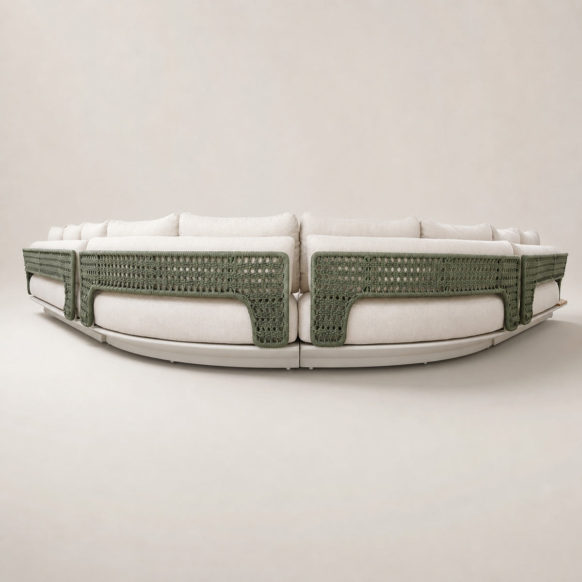 BOSSA 9-Seater Corner Rope & Teak Outdoor Lounge Set – Green