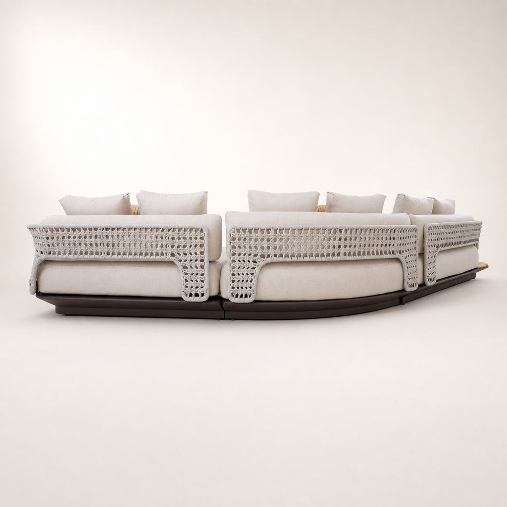 BOSSA 6-Seater Rope & Teak Outdoor Lounge Set – Beige