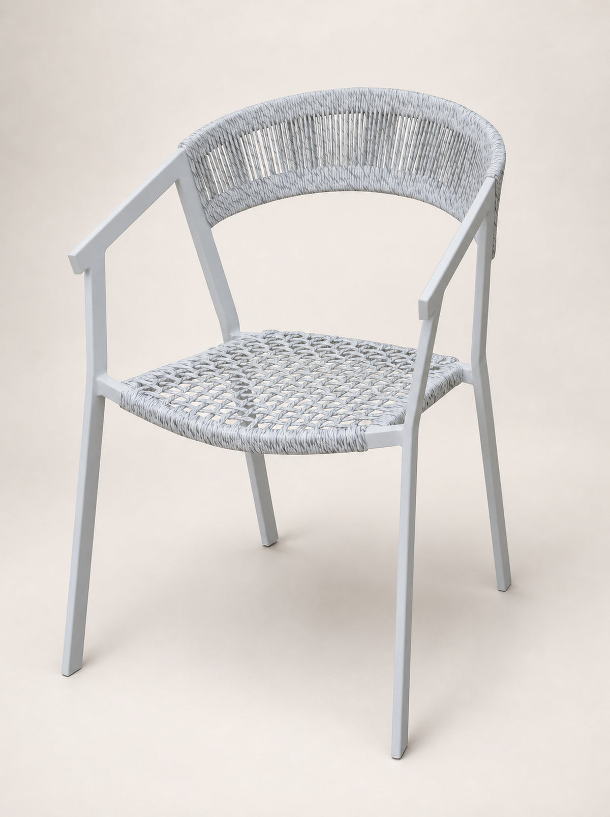 Aluminium & Rope Outdoor Dining Armchair – White