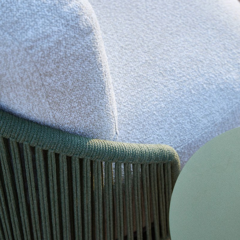 ORBIT Rope Outdoor Lounge Chair with Sherpa Cushion – Green & Cream