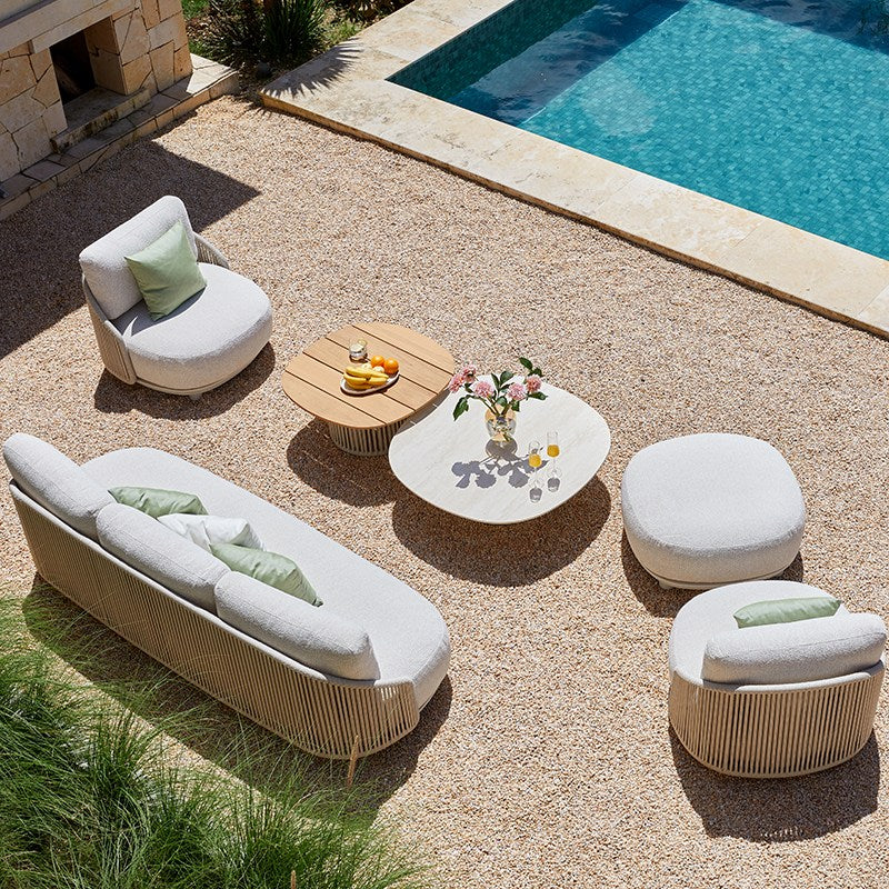 ORBIT 5-Seater Rope Outdoor Lounge Set with Sherpa Cushions – Cream