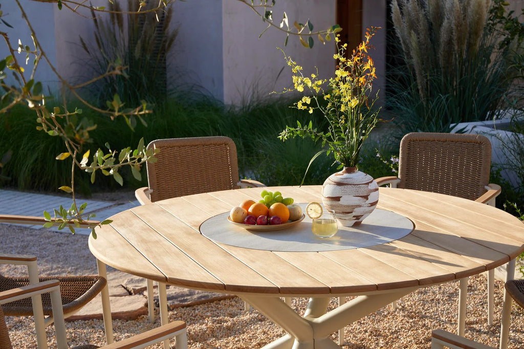 LOOP 6-Seater Teak & Ceramic Outdoor Dining Set – Beige