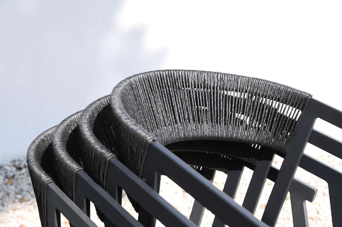 Aluminium & Rope Outdoor Dining Armchair – Charcoal