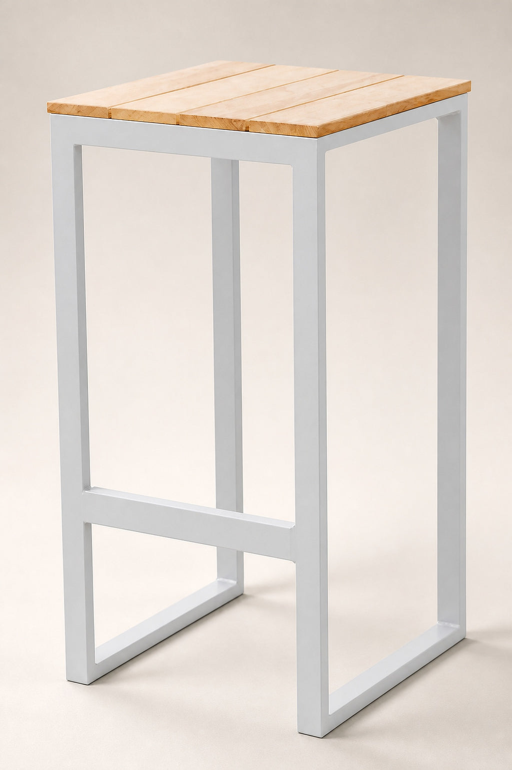 4-Seater Teak & Aluminium Outdoor Bar Set – White