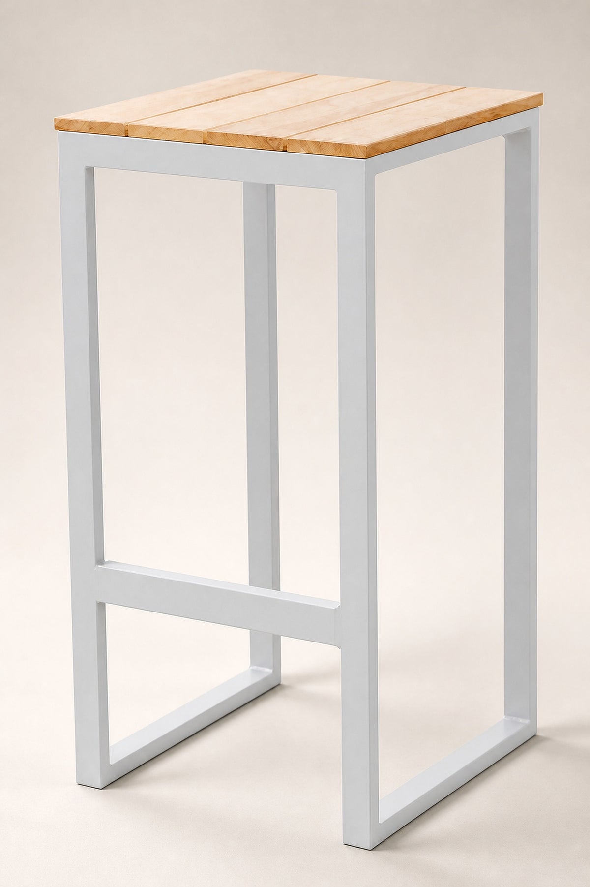 4-Seater Teak & Aluminium Outdoor Bar Set – White