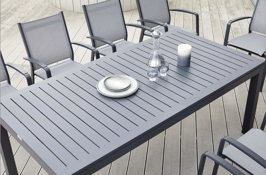 10-Seater Aluminium Outdoor Dining Set with Textilene Chairs – Charcoal