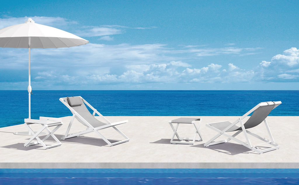 Aluminium Folding Outdoor Deck Chair – White
