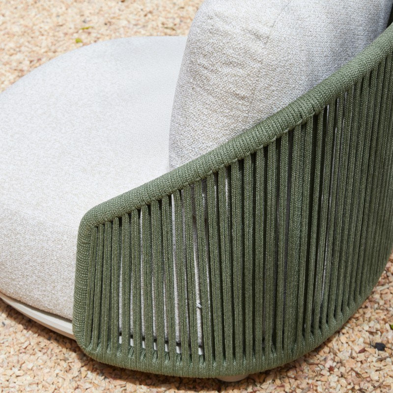 ORBIT Rope Outdoor Lounge Chair with Sherpa Cushion – Green & Cream
