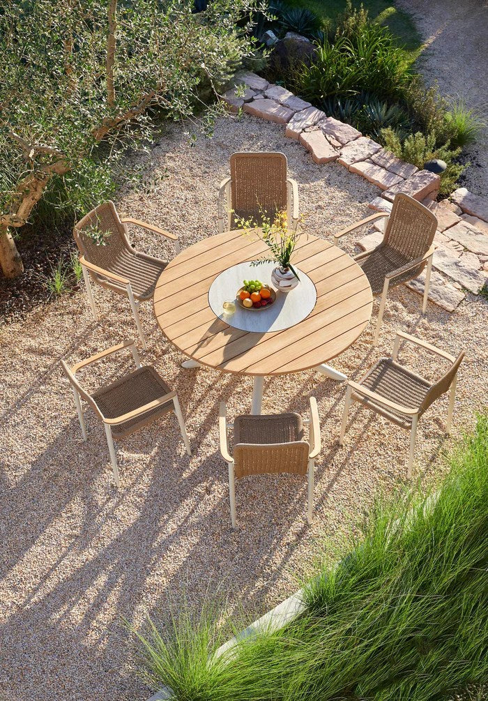 LOOP 6-Seater Teak & Ceramic Outdoor Dining Set – Beige