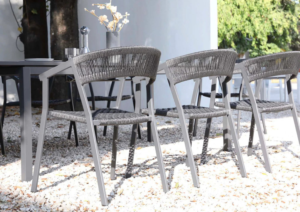 Aluminium & Rope Outdoor Dining Armchair – Charcoal