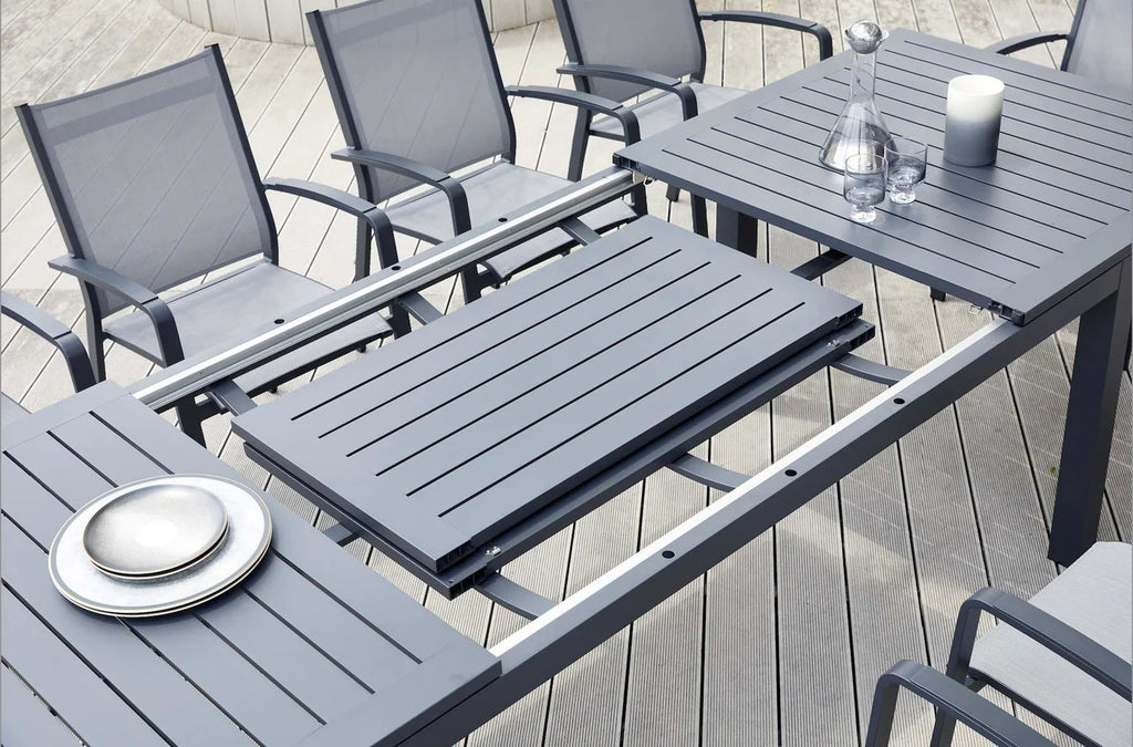 10-Seater Aluminium Outdoor Dining Set with Textilene Chairs – Charcoal