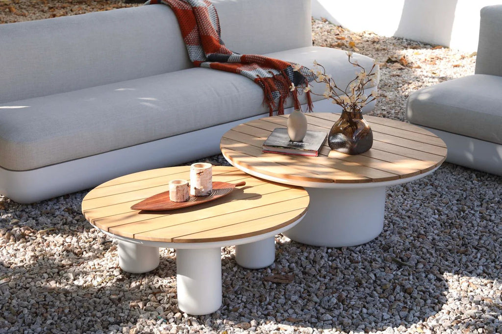 5-Seater Aluminium Outdoor Lounge Set with Coffee Tables – White