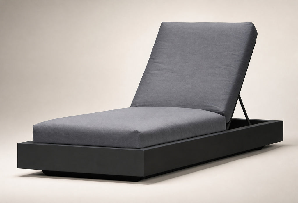Aluminium Outdoor Sun Lounger with Cushion – Black