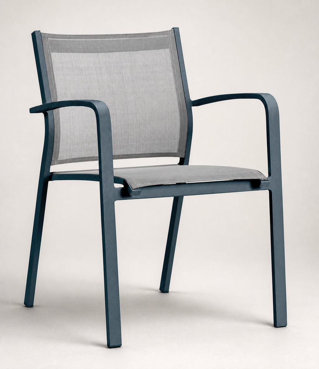 Aluminium Textilene Outdoor Dining Chair – Charcoal