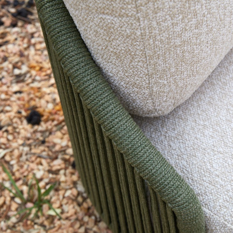 ORBIT Rope Outdoor Lounge Chair with Sherpa Cushion – Green & Cream