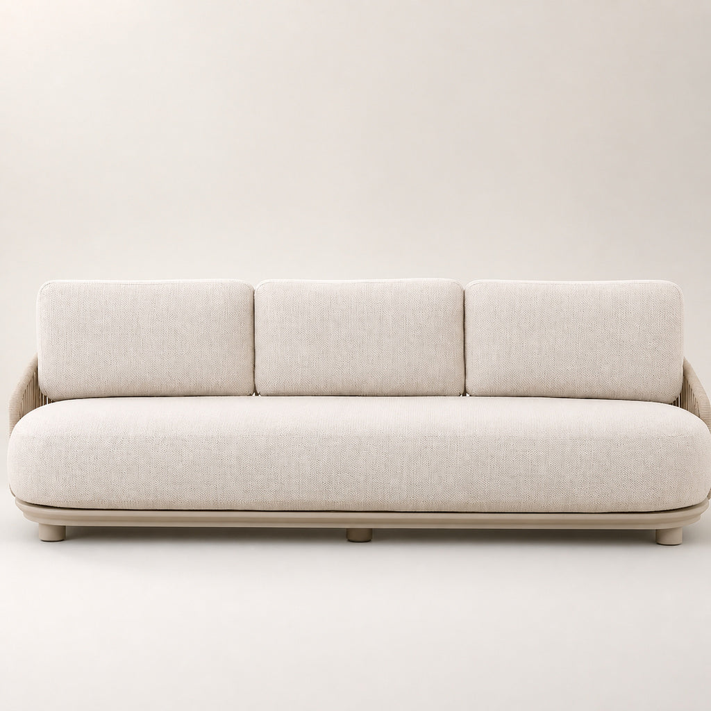 ORBIT 5-Seater Rope Outdoor Lounge Set with Sherpa Cushions – Cream