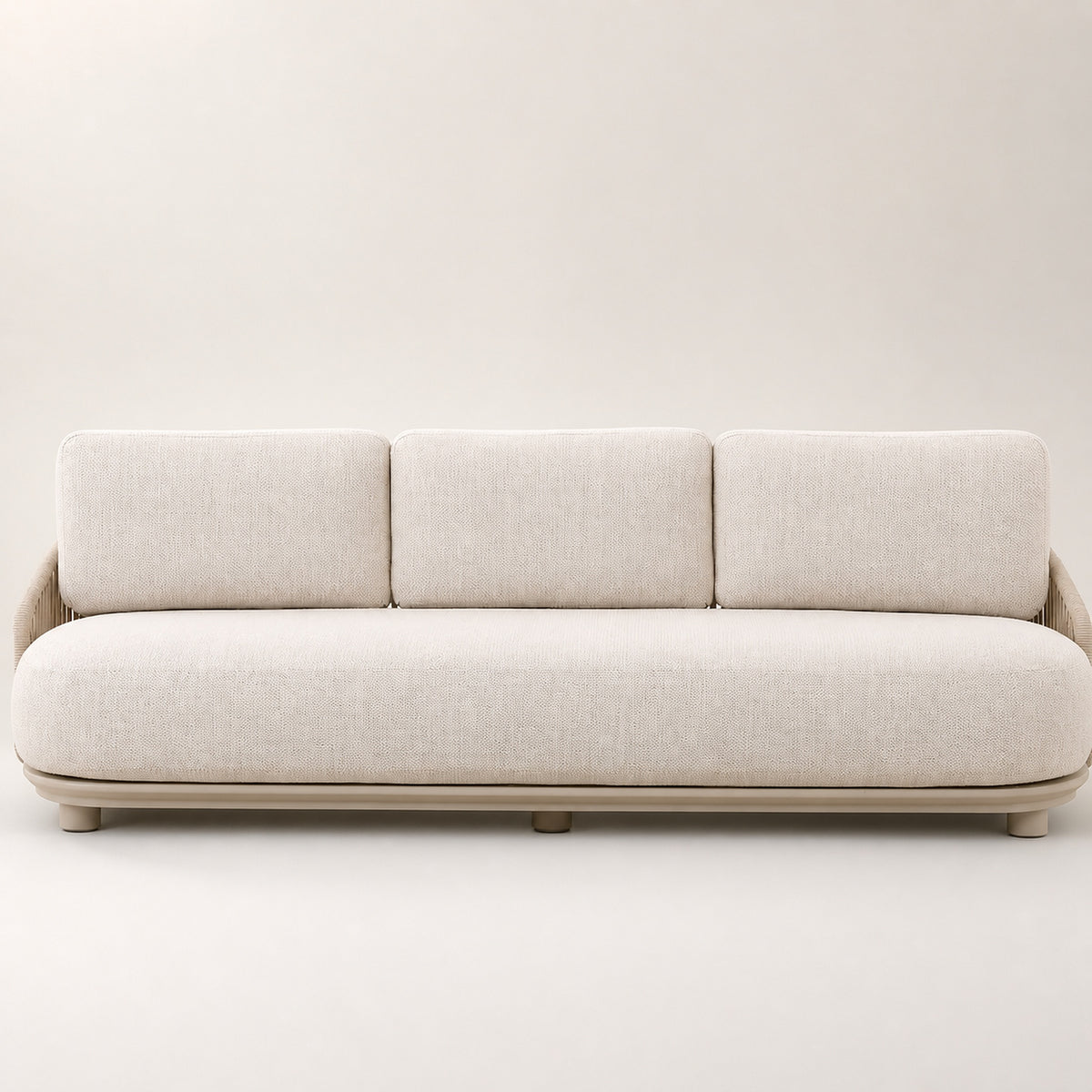 ORBIT 5-Seater Rope Outdoor Lounge Set with Sherpa Cushions – Cream