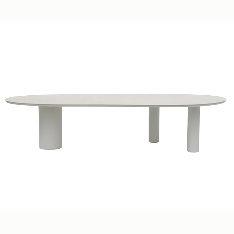 AMICO outdoor table in a light finish with softly organic tabletop