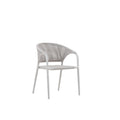 Front view of the LA TOUR white woven outdoor dining armchair