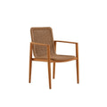 Rear view of the MARINE natural brown woven outdoor dining armchair