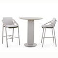 VENTO outdoor bar table styled with two outdoor bar stools