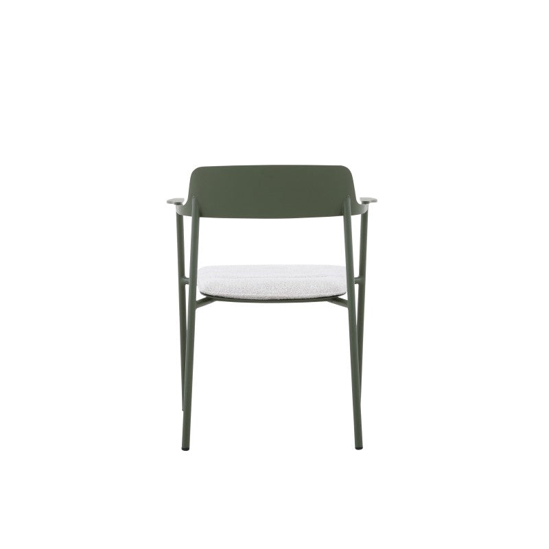 Rear view of the AURORA dark green outdoor dining armchair
