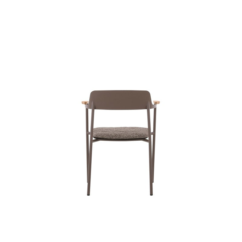 Rear view of the AURORA brown outdoor dining armchair