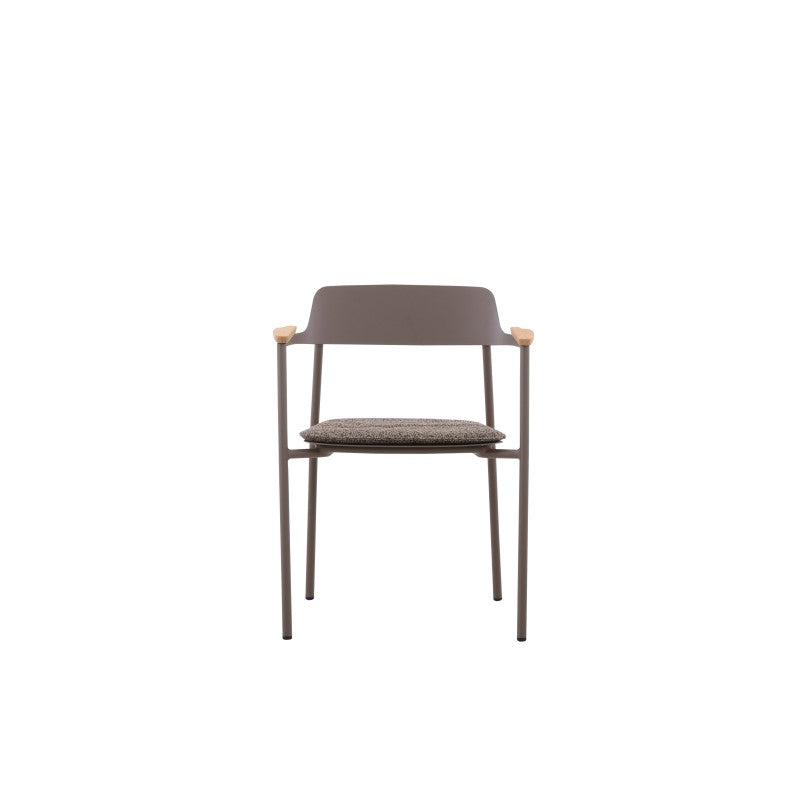 Front view of the AURORA brown outdoor dining armchair with textured seat