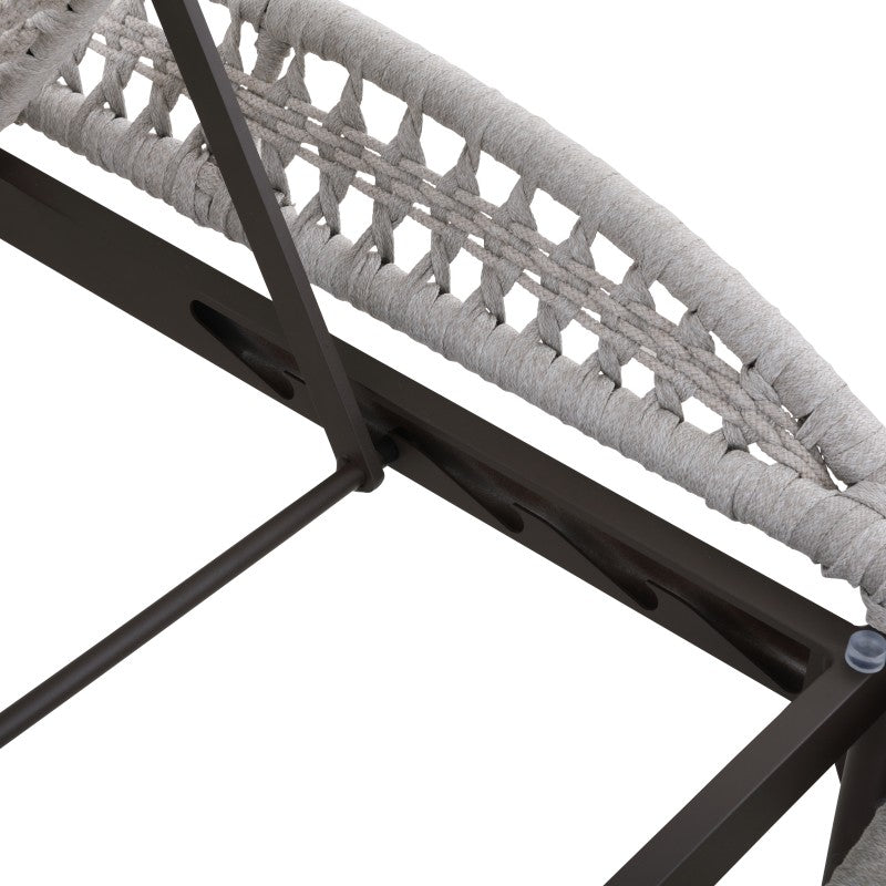 Wheel and woven rope detail on the BOSSA beige outdoor sun lounger